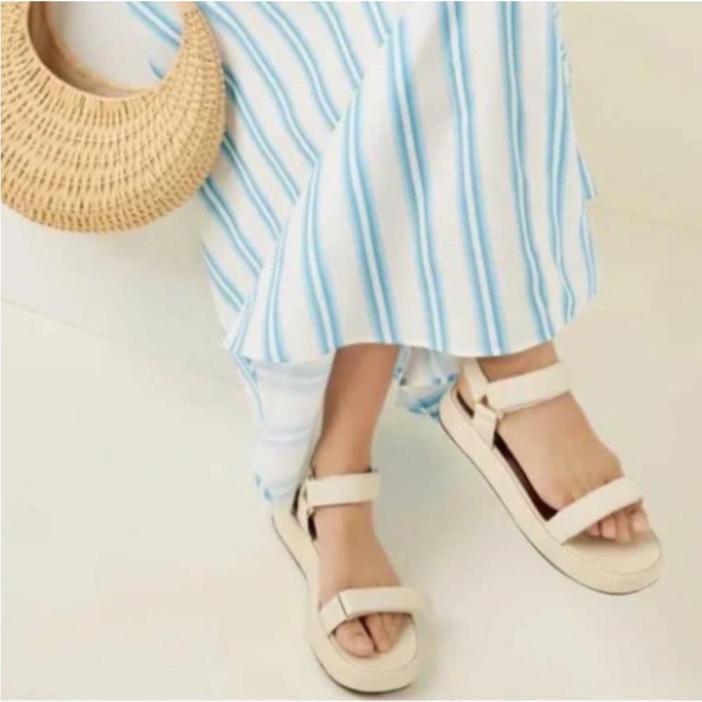 STAUD Liz Cream Sandals with Adjustable Straps